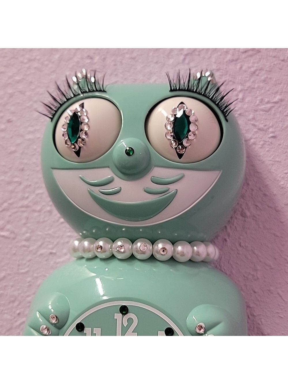 Jeweled Ocean Waves Lady Kit-Cat Klock clock